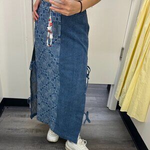 Sundae School Maxi Patchwork Jean Skirt